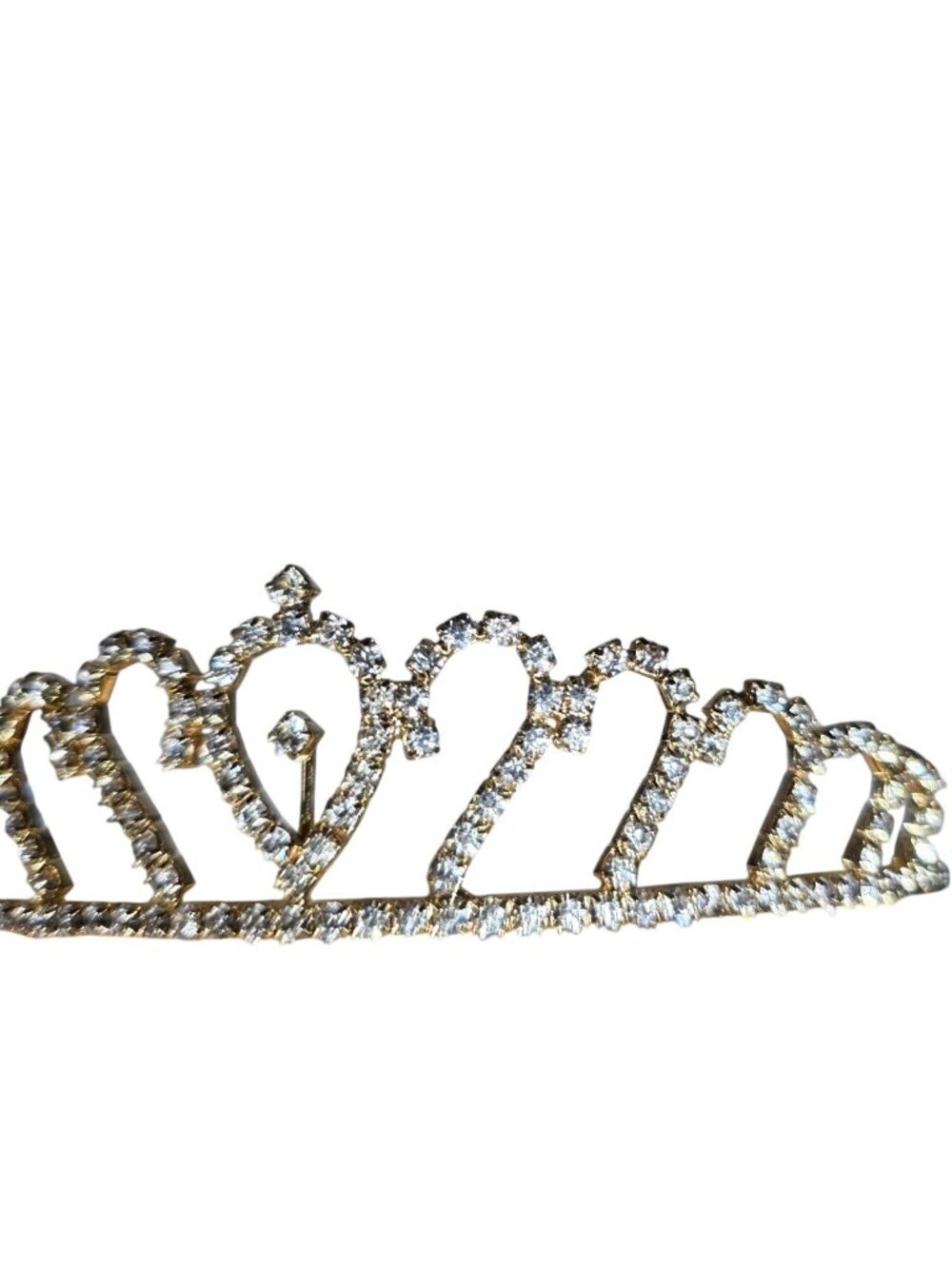 Gold tone Rhinestone Tiara Heart Comb bridal prom formal Regency womens Jewelry